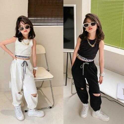 2021 Summer Clothes Set for Children Crop Top and Long Pants 2 Pcs Sets Kids Girl Casual Sets Kid Clothing Fashion Style