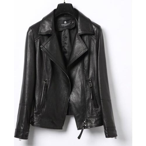Genuine Leather Jacket Women Real Sheepskin Leather Bomber Jacket Spring Autumn Plsu Size Coat CN186P01 MF143