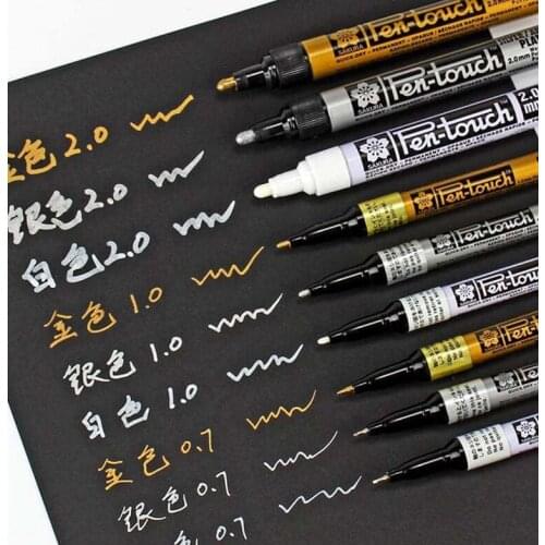 Metallic Markers Opaque Oil Paint Pens 0.7 mm 1.0 mm 2.0 mm White Gold Silver