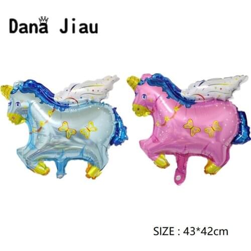 Mini Wing Horse Unicorn Foil Balloons Wedding Decoration Baby 100days Celebration Happy Birthday Party Kids Toy Supplies