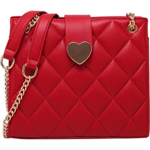 Heart-shaped Buckle Fashion Leather Casual Women Fashion Shoulder Chain Bag Purses and Handbgs 2021 Female Crossbody Bag Bolsa