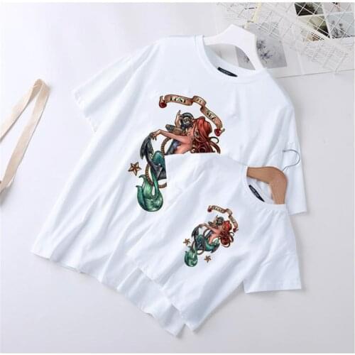 Fashion Family Matching T Shirts New Short Sleeve Alice In Wonderland Cartoon Cute Mommy And Me Tshirts Kids Girls Graphic Tops