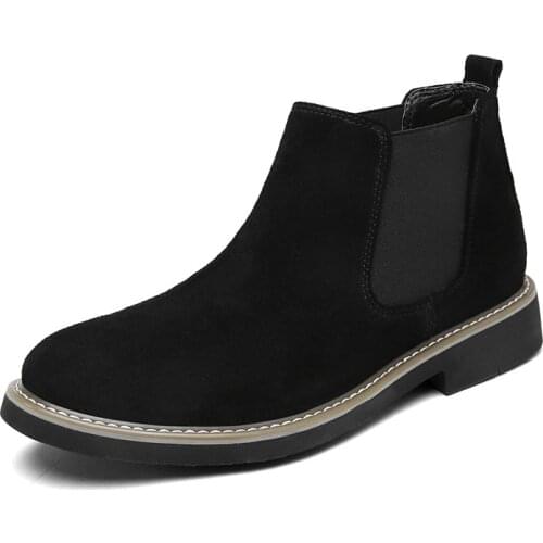 Quality Slip Ons Motorcycle Man Boots Autumn Fashion Casual for Men Ankle Chelsea Boots Male Shoes Cow Suede Leather