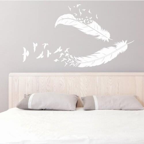 Feather Birds Wall Stickers Home Livingroom Modern Decor Vinyl Wall Decal Flying Feather Wall Art Nature Decoration