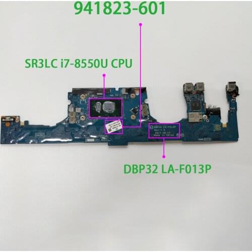Genuine 941823-601 941823-001 DBP32 LA-F013P w i7-8550U CPU 8GB RAM Motherboard for HP Spectre Laptop 13-AF Series 13T-AF000 PC