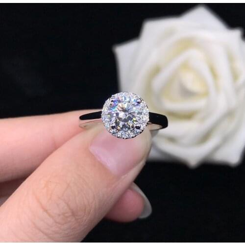 Test Positive 2Ct 8.0mm D Color VVS1 Moissanite Engagement Ring AU750 18K White Gold Ring Anniversary Diamond Female Jewelry