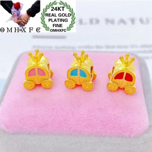 OMHXFC Wholesale YM143 European Fashion Fine Woman Man Party Birthday Wedding Gift Pumpkin Carriage DIY 24KT Gold Pendant Charm