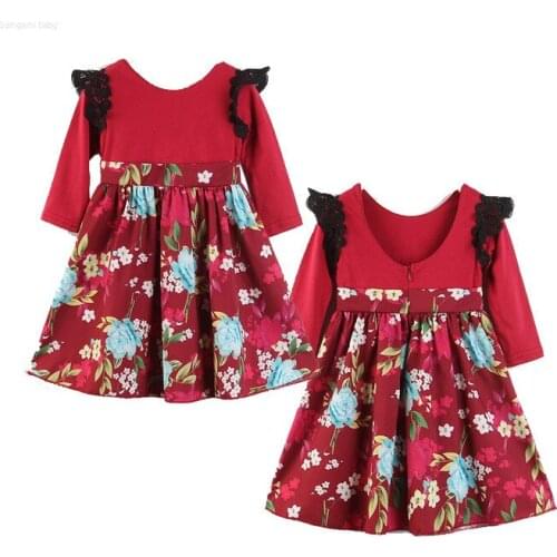 2020 baby autumn childrens clothing tide floral long sleeve dress