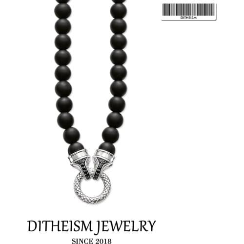 Beads Necklace Carrier 10mm Obsidian, 2018 New Fashion 925 Sterling Silver Jewelry European Punk Gift For Men Women Boy Girls