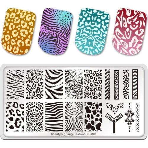 BeautyBigBang Nail Stamping Plates Animal Image Tiger Zebra Leopard Print Texture XL-001 Stainless Steel Nail Art Template Mold
