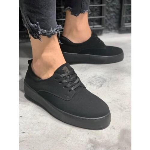 Knack Daily Shoes Black Suede (Black Base) stylish Trend Kombin Shoes Comfortable Flexible Structure Orginal Brand Fashion 077