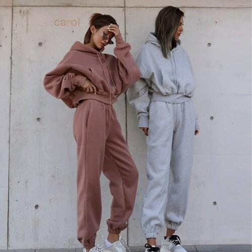 Moarcho Casual Hooded Batwing Sleeve Pocket Pullover Woman Elastic Waist Full Lenght Pants Fashion Female Sports Suit 2021 New