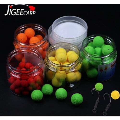 JIGEECARP 1 bottle Carp Fishing Bait Round Pop Ups Boilies Hook Smell ups Carping Bait Hair Rig Terminal Tackle Ball Bead Feeder