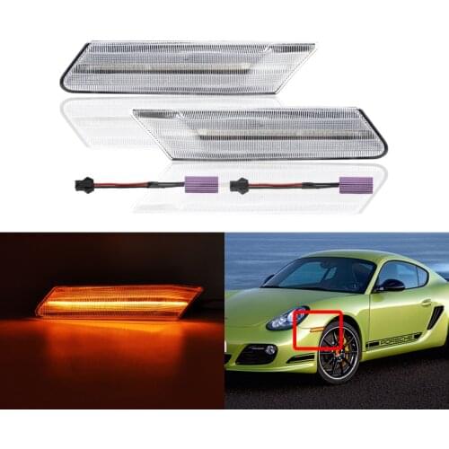 Clear Smoke CANBus Amber Led Side Marker Light Turn Signal Lamp For Porsche Cayman 06-12 Boxster 987 911/997 4 4S GT Turbo