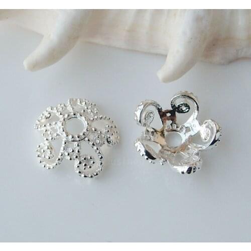Solid 925 sterling silver flower bead cap,spacer bead caps,jewelry diy silver findings/components,wholesale