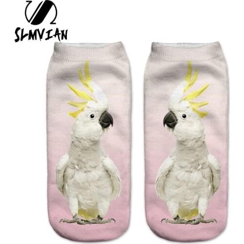 SLMVIAN New Cockatoo Parrot 3D Print Animal Women Socks Casual cartoon Socks Unisex Low Cut Ankle Socks