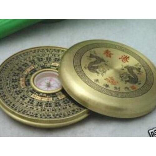 Collect rare Tibetan red water compass yellow/silver, compass sculpture, compass