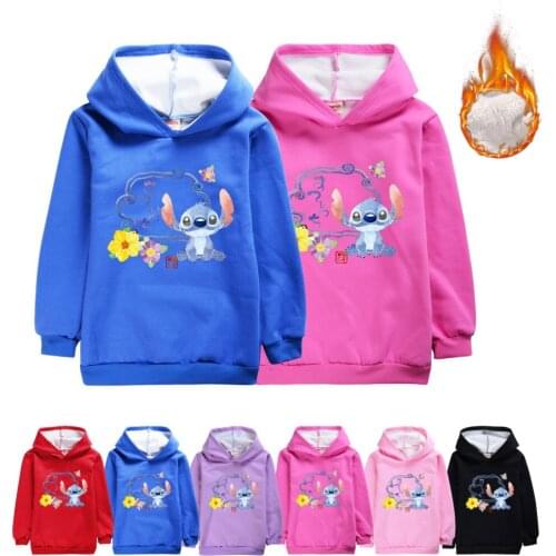 STITCH Fashion Cartoon Fall/winter Childrens Wear Double Thick Nondownpour Hoodies For Boys And Girls