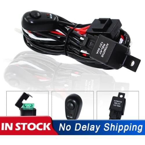 Universal Auto Cable Wiring Harness Kit 2 LED 9-16V 180W Car Headlight Fog Light Line Set With 40A Switch Relay Blade Fuse