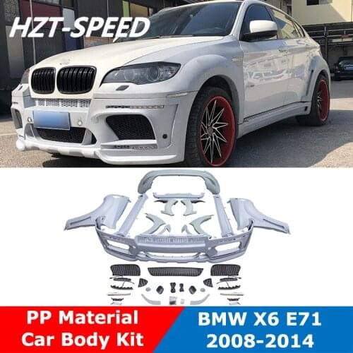 X6 E71 HM Wide Body Type PP Unpainted Car Body Kit Front Bumper Fender Side Skirts Rear Bumper For BMW X6 E71 2008-2014