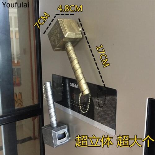 Yjj Magnetic Opener Beer Bottle Fridge Magnets Cute Magnet Fridge Home Decoration Thor Mighty Hammer Message Notes Stickers