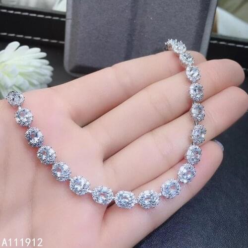 KJJEAXCMY fine jewelry natural Aquamarine 925 sterling silver new women hand bracelet support test luxury