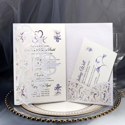 1pcs Elegant Laser Cut Wedding Invitation Card Business Greeting Card Customize With RSVP Cards DIY Birthday Party Decoration