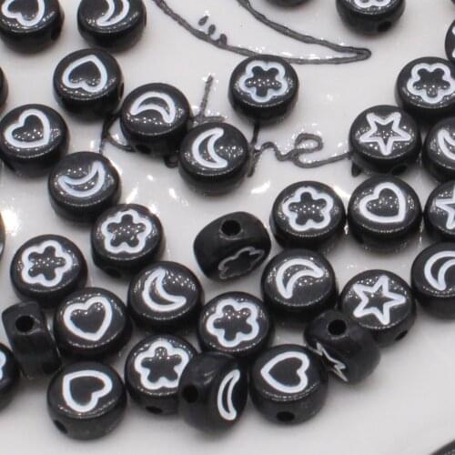100pcs 4x7mm Flowers Stars Moon Acrylic Beads DIY Bracelets Necklaces Earrings Jewelry Making