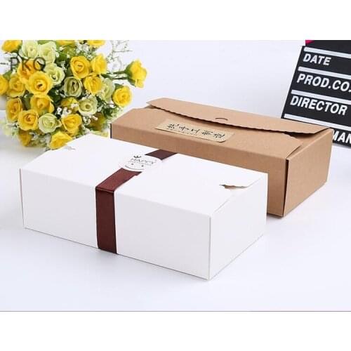 20pcs Vintage Kraft Paper Cardboard Cookies Box Craft White Paper Gift Box For Candy Biscuit Baking Packaging Box