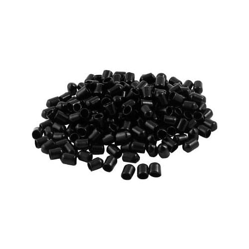 200 Pcs 6mm Inner Dia Round Tip Black PVC Insulated End Caps