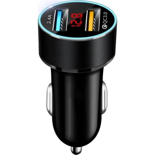 Auto Accessories Dual USB Digital Display Car Charger Portable Car Cigarette Lighter With LED Display Car Charger