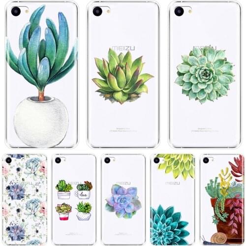 Phone Case For Meizu Pro 6 7 Plus U10 U20 Flower Succulent Cactus Soft Silicone Back Cover For Meizu 16th 16x 15 Lite 16 Plus