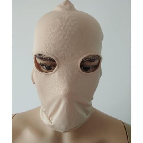 Beige color Adult unisex Zentai Costumes Party Halloween Masks Cosplay Costumes Lycra Mask open eyes