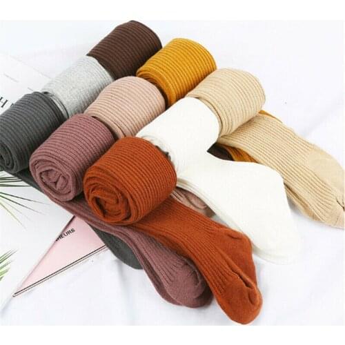 2020 Baby Cotton Ribbed Stockings Autumn Winter Tights Hot Baby Toddler Kid Girl Warm Pantyhose Solid Baby Candy Color Tight