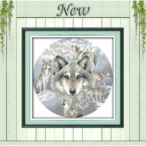 Spirit of the wolf DIY paintings DMC 14CT 11CT DIY Needlework Kits Embroidery Sets animal Cross Stitch Counted Printed on canvas