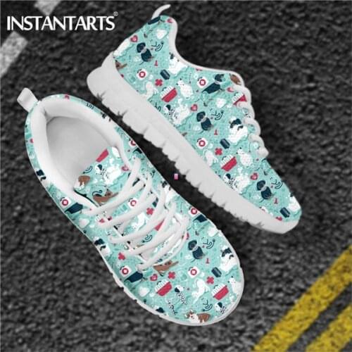 ELVISWORDS VET Medicine Healthy Veterinary Cats Dogs Brand Casual Women Flat-Shoes Lightweight Lady Simple Hiking Sports Shoes