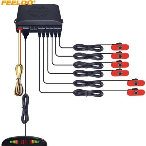 FEELDO 1Set Auto 6PCS 16.5mm Original Sensors Reverse Aid Backup Radar Parking Sensor With LED Display #AM1355