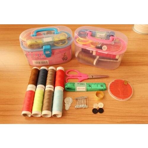 Fress shipping 1 units Sewing threads Toolkit er Tapes as Scissor Thimble Needle Family Sewing Tool Accessory Storage Box