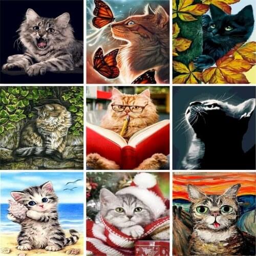 GATYZTORY 60×75cm Frame Cat Animals DIY Painting By Numbers HandPainted Oil Painting Kill Time Home Decoration