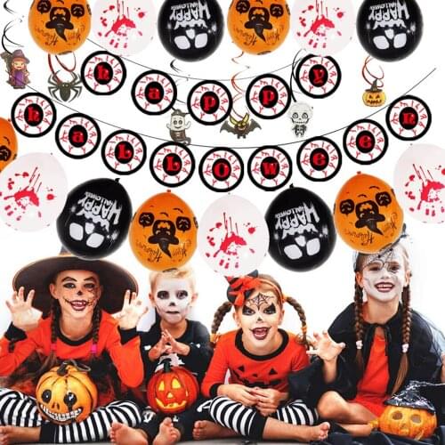 Halloween Party Balloons Kit Black Orange Balloon Latex Decoration Supplies for Pumpkin