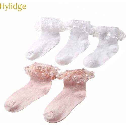Hylidge Sweet Princess Girls Socks 2-9 Years Children Kids Cotton Socks Spring Summer Short Socks Cute Lace Baby Toddler Socks