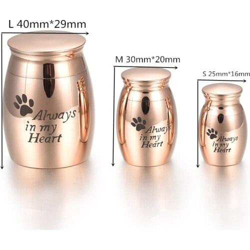 IJU011 Stainless Steel Always in My Heart Jar Keepsake Funeral for Ashes Urn Custom Engraved Cremation for Pets Human