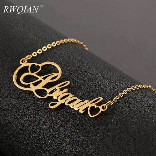Personalized Necklace DIY Stainless Steel Pendant Custom Name Necklace for Women Men Nameplate Necklace Lovers Jewelry Gifts
