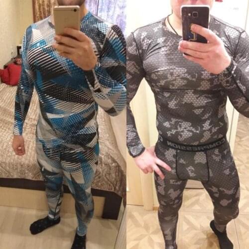 Camouflage tracksuit Men Rashgarda MMA Long sleevets t shirt Mens Compression suit Kids Teen Fitness shirt Thermal underwear