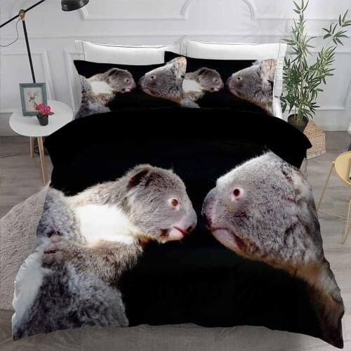 HELENGILI 3D Bedding Set Koala Print Duvet Cover Set Bedclothes with Pillowcase Bed Set Home Textiles #KLA12