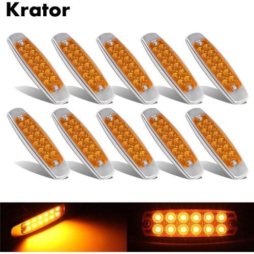 Krator 10PCS Amber 12V 6.15"LED Marker Clearance Light 12LED Pigtail Connector Trailer New