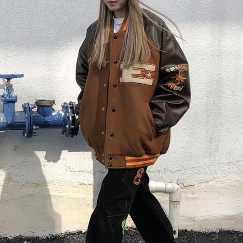 2021 spring and autumn vibe style Baseball uniform new bomber jacket for women fashion retro clothes Streetwear oversized coat