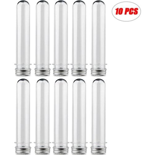 10Pcs Lab Pet Test Tube Bottle Transparent Cylindrical Refillable Candy