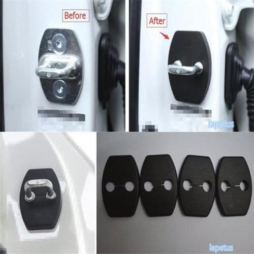 Lapetus Car Inner Door Lock Protector Decoration Frame Cover Trim 4 Pcs / Black For Toyota Prado Fj120 Fj150 2014 - 2020 Plastic