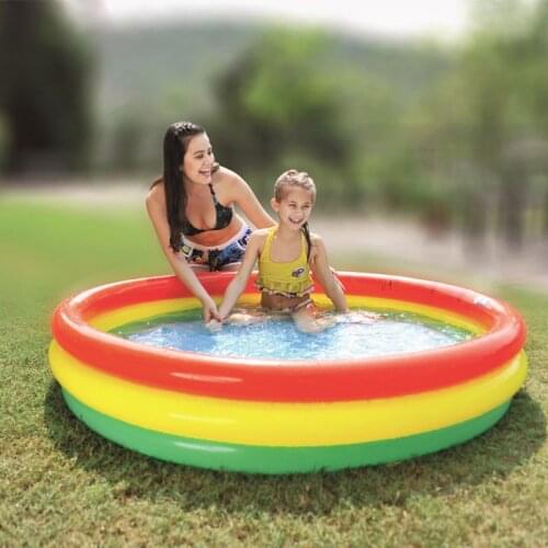Summer Inflatable Swimming Pool Rainbow 3 Ring Design Backyard Inflated Bathtub